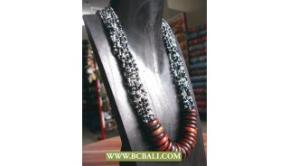 Fashion Necklace mix Beading with Wooden Rings